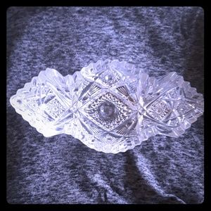 Vintage Nucut Crystal Glass Jewelry Dish